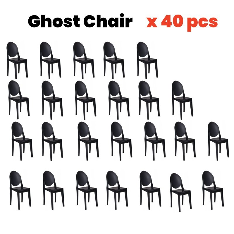 solid black resin louis ghost chair x 40pcs pmc 0012b