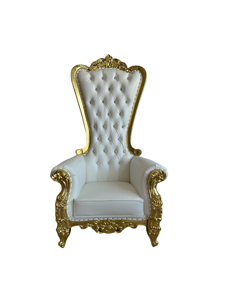 PMC-8023 White+Gold Throne Chair| Matata Wholesale Inc.